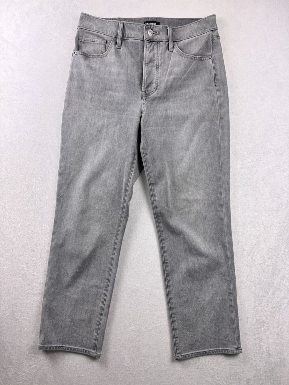 Express Women’s Grey Denim Jeans Size 8R Comfort Stretch 5 Pocket Washed Gray